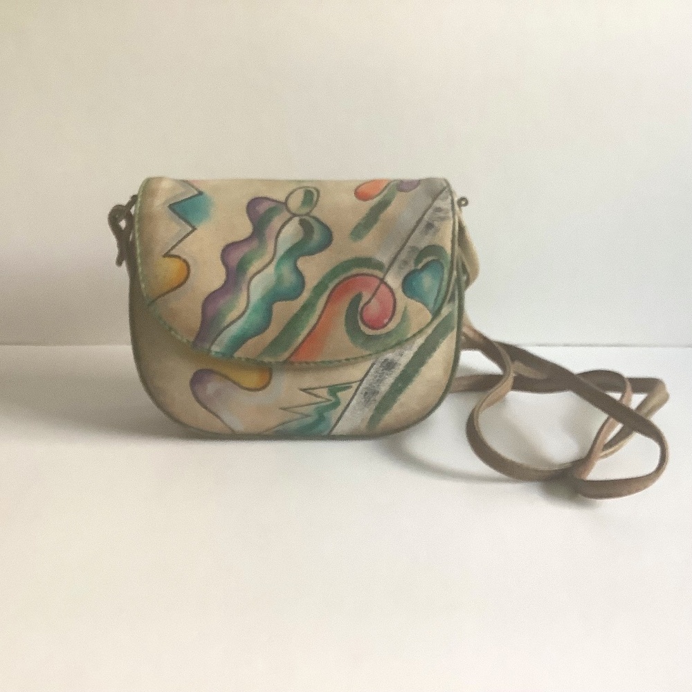 Sam Sam Vintage Genuine Leather Hand Painted Crossbody Bag